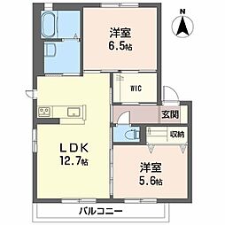 エタンリジェールB 2LDKの間取図画像