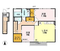 グランドソレイユ悠B 2LDKの間取図画像
