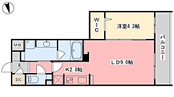 ヴェッセル持田 1LDKの間取図画像