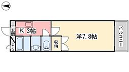 ブラウンハイム土居田 1Kの間取図画像