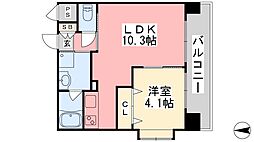 フェニックス本町 1LDKの間取図画像