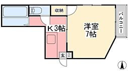 ベルネット大手町 1Kの間取図画像