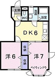 ドウ・モナルク 2DKの間取図画像