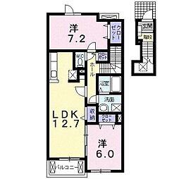 セントラルパークサイド市坪 2LDKの間取図画像