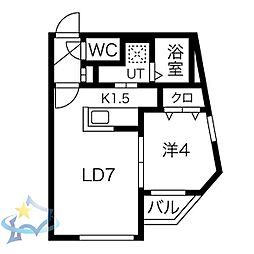 札幌市営東西線 円山公園駅 徒歩12分の賃貸マンション 3階1LDKの間取り