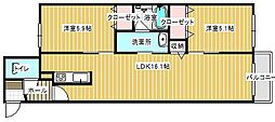 札幌市中央区北三条東7丁目マンション 2LDKの間取図画像
