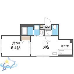 札幌市営南北線 幌平橋駅 徒歩8分の賃貸マンション 2階1LDKの間取り