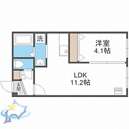 札幌市営東西線 バスセンター前駅 徒歩9分の賃貸マンション 3階1LDKの間取り