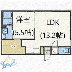札幌市営南北線 中島公園駅 徒歩6分の賃貸マンション 4階1LDKの間取り