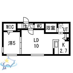 札幌市営東西線 バスセンター前駅 徒歩10分の賃貸マンション 3階1LDKの間取り