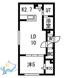 札幌市営東西線 バスセンター前駅 徒歩10分の賃貸マンション 3階1LDKの間取り