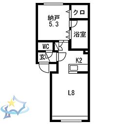 札幌市営東西線 発寒南駅 徒歩3分の賃貸マンション 1階1LDKの間取り