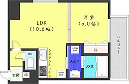 札幌市営東西線 西18丁目駅 徒歩1分の賃貸マンション 14階1LDKの間取り