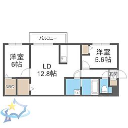 THE MODERN 伏見 2LDKの間取図画像