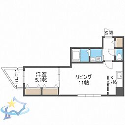 札幌市営東西線 円山公園駅 徒歩12分の賃貸マンション 2階1LDKの間取り