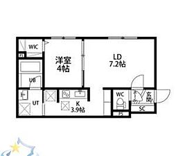 札幌市電2系統 中央図書館前駅 徒歩2分の賃貸マンション 2階1LDKの間取り