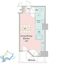 札幌市営東豊線 豊水すすきの駅 徒歩2分の賃貸マンション 6階ワンルームの間取り