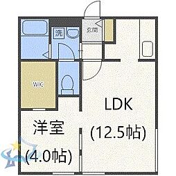札幌市営東西線 バスセンター前駅 徒歩6分の賃貸マンション 3階1LDKの間取り