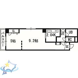 札幌市営東西線 バスセンター前駅 徒歩5分の賃貸マンション 3階1LDKの間取り