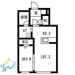 札幌市営東西線 西18丁目駅 徒歩18分の賃貸マンション 4階1LDKの間取り