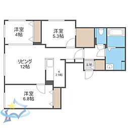 TーSTAGE FUSHIMI 3LDKの間取図画像