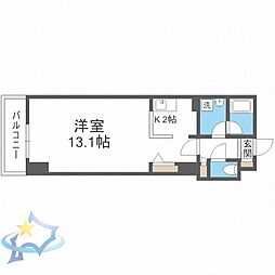 札幌市営東豊線 豊水すすきの駅 徒歩2分の賃貸マンション 5階ワンルームの間取り