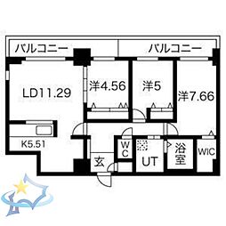 札幌市営東西線 西18丁目駅 徒歩13分の賃貸マンション 10階3LDKの間取り