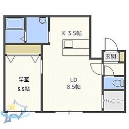 札幌市営南北線 幌平橋駅 徒歩7分の賃貸マンション 4階1LDKの間取り