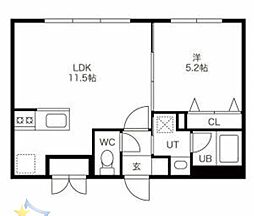 札幌市営東西線 西28丁目駅 徒歩7分の賃貸マンション 3階1LDKの間取り