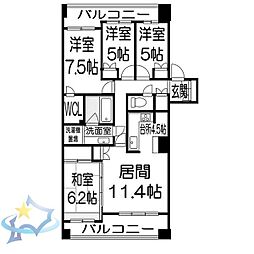 札幌市営南北線 さっぽろ駅 徒歩5分の賃貸マンション 5階4LDKの間取り