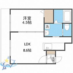 札幌市営東西線 西11丁目駅 徒歩9分の賃貸マンション 1階1LDKの間取り