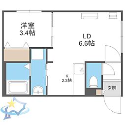札幌市営東西線 二十四軒駅 徒歩5分の賃貸マンション 4階1LDKの間取り