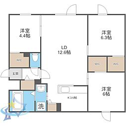 Hills Sapporo VI 3LDKの間取図画像