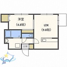 札幌市営南北線 幌平橋駅 徒歩13分の賃貸マンション 1階1LDKの間取り