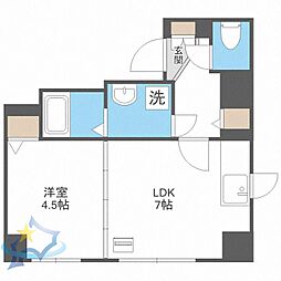 札幌市営東西線 西11丁目駅 徒歩4分の賃貸マンション 11階1DKの間取り