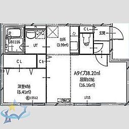 札幌市電2系統 西線11条駅 徒歩2分の賃貸マンション 2階1LDKの間取り