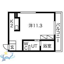 ライフコート 1Kの間取図画像
