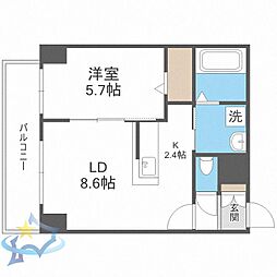 レゾ札幌 1LDKの間取図画像