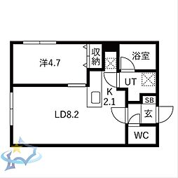 札幌市中央区北七条西23丁目マンション 1LDKの間取図画像