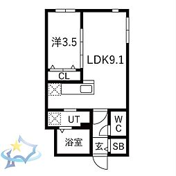 JR函館本線 桑園駅 徒歩5分の賃貸マンション 4階1LDKの間取り