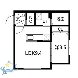 札幌市中央区北十三条西16丁目マンション 1LDKの間取図画像
