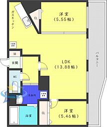 グランカーサ北3条 2LDKの間取図画像