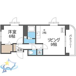 ノーザンヒルズ南10条 1LDKの間取図画像