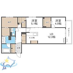 札幌市中央区南五条西11丁目マンション 2SLDKの間取図画像