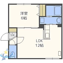 ロイヤルオーク中島公園1 1LDKの間取図画像