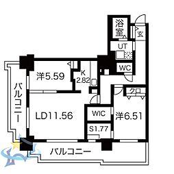 パシフィックタワー札幌 2SLDKの間取図画像