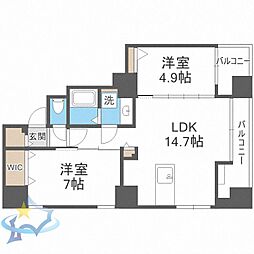 ビッグタワー大通公園 2LDKの間取図画像