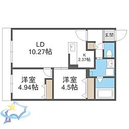 SーRESIDENCE医大南altier 2LDKの間取図画像