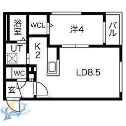 RAFFINE中島公園PREMIUM 1LDKの間取図画像