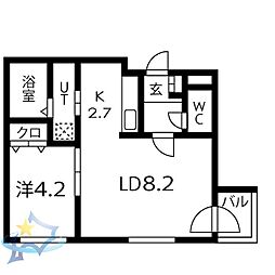 サイト琴似 1LDKの間取図画像